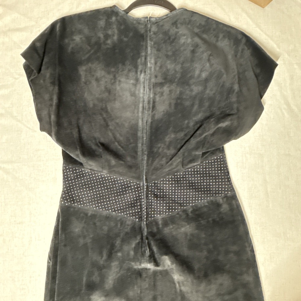 Vintage Lauren Alexandra Black Leather Midi Dress XS Corset Fit Pleated Pockets - Picture 14 of 16